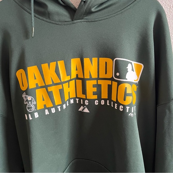 Vintage Majestic Oakland Athletics Dark Green Hoodie XL - Picture 4 of 6